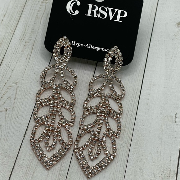 RSVP Jewelry - NWT RSVP Ornate Rose Goldtone/Crystal Large Drop Earrings